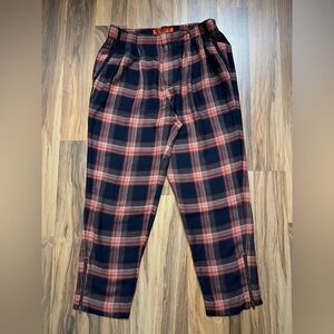 Cartonnier Women Plaid Pants tapered ankle zips